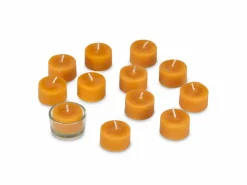 Grüne Erde Kerzen Und Duftkerzen^12 Teelichter aus Bienenwachs, ohne Duft, 1 Glaseinsatz