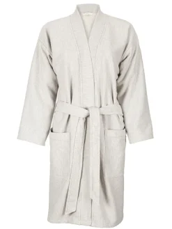 Grüne Erde Bademäntel|Alles Für Die Sauna^Bademantel Damen, graphit gestreift, XS/S, 100 % Baumwolle, GOTS