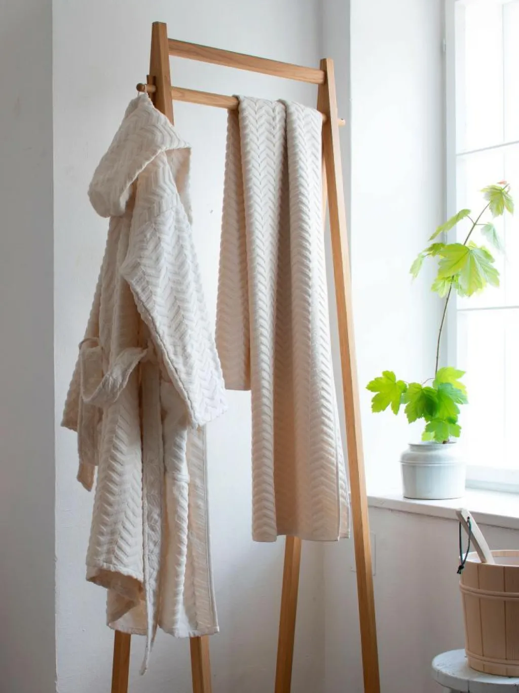 Grüne Erde Bademäntel|Alles Für Die Sauna^Bademantel Damen, raute natur, XS/S, 100 % Baumwolle, GOTS