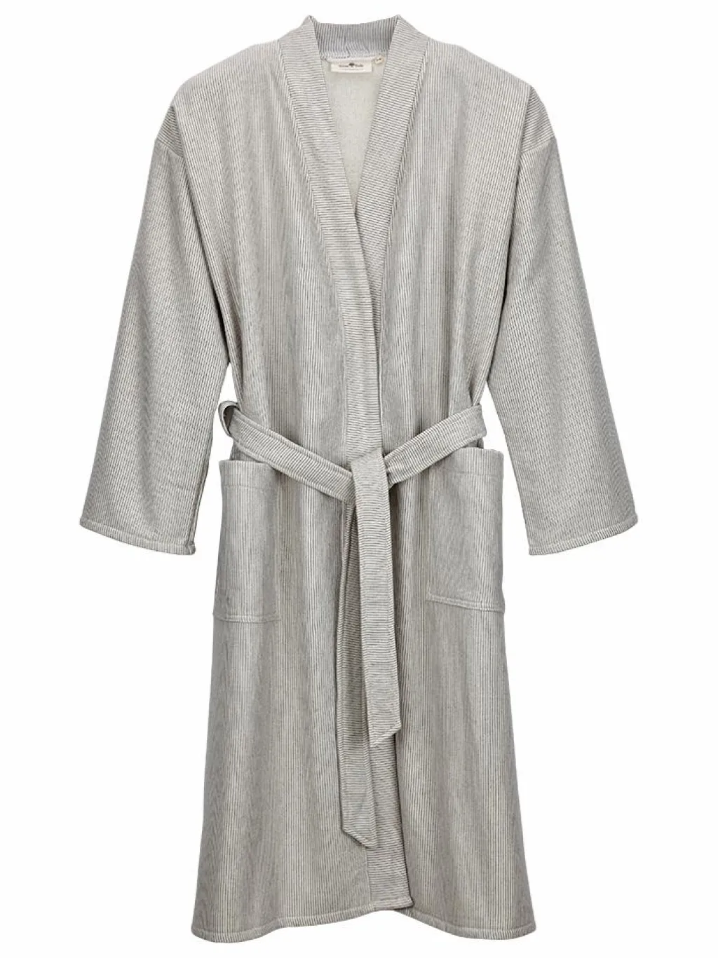 Grüne Erde Bademäntel|Geschenke-Guide^Bademantel Herren, graphit gestreift, S/M, 100 % Baumwolle, GOTS