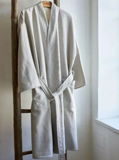 Grüne Erde Bademäntel|Geschenke-Guide^Bademantel Herren, graphit gestreift, S/M, 100 % Baumwolle, GOTS