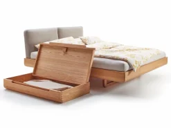 Grüne Erde Betten^Bett Almara, 180 x 200 cm, mit Überzug Wollstoff Tano Natur (79),