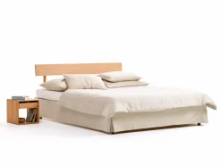 Grüne Erde Betten^Bett Jukai Pur, mit Betthaupt und Bettrahmenhousse, inkl. integriertem Lattenrost, 160 x 200 cm, Baumwollstoff Ondula Greige (139),