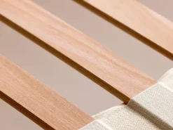 Grüne Erde Betten^Bett Jukai Pur, ohne Betthaupt mit Bettrahmenhousse, inkl. integriertem Lattenrost, 180 x 200 cm, Baumwollstoff Ondula Greige (139),