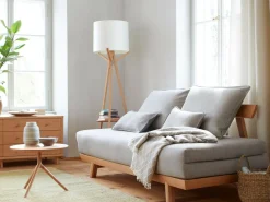 Grüne Erde Schlafsofas^Bettsofa Doppio 160x200 cm inkl. 2 Kissen (80x55 cm) mit Bezug, Wollstoff Tano Natur (79),