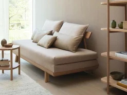 Grüne Erde Schlafsofas^Bettsofa Doppio 160x200 cm inkl. 2 Kissen (80x55 cm) mit Bezug, Wollstoff Tano Natur (79),