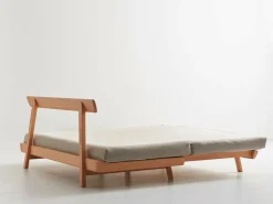 Grüne Erde Schlafsofas^Bettsofa Doppio 160x200 cm inkl. 2 Kissen (80x55 cm) mit Bezug, Wollstoff Tano Natur (79),