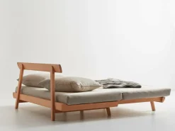 Grüne Erde Schlafsofas^Bettsofa Doppio 160x200 cm inkl. 2 Kissen (80x55 cm) mit Bezug, Wollstoff Tano Natur (79),