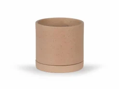 Grüne Erde Wohndekoration^Blumentopf aus Steingut, natur, 14,5 x 13,5 cm