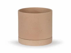 Grüne Erde Wohndekoration^Blumentopf aus Steingut, natur, 17,5 x 16,5 cm