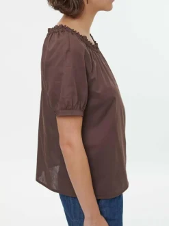 Grüne Erde Blusen^Bluse aus Bio-Baumwolle, 95 kakao, S, GOTS