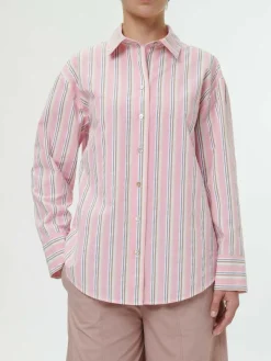 Grüne Erde Essentials|Blusen^Bluse aus Bio-Baumwolle, 41 rose/multistreif, 38, GOTS