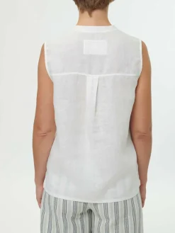 Grüne Erde Blusen^Bluse aus Bio-Leinen, 11 weiß, 38, GOTS