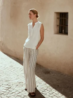 Grüne Erde Blusen^Bluse aus Bio-Leinen, 11 weiß, 38, GOTS