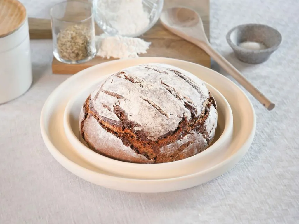 Grüne Erde Küchenaccessoires^Brotbackplatte aus Spezialkeramik, ø 30 cm, H 4 cm