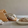 Grüne Erde Küchenaccessoires^Brotkasten mit integriertem Brotschneidebrett, 40 x 30 x 16,5 cm, Buche geölt