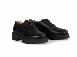 Grüne Erde Schuhe^Budapester aus Bio Leder, 01 schwarz, 38