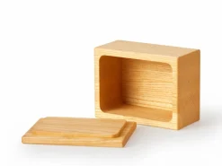 Grüne Erde Küchenaccessoires^Butterdose aus Eschenholz, geölt, 14 x 10,5 x 7,5 cm