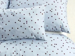 Grüne Erde Deckenbezüge|Deckenbezüge^Deckenüberzug ELLA Pur, hellblau/pflaume, 140 x 200 cm, 100 % Baumwolle, Satin, GOTS