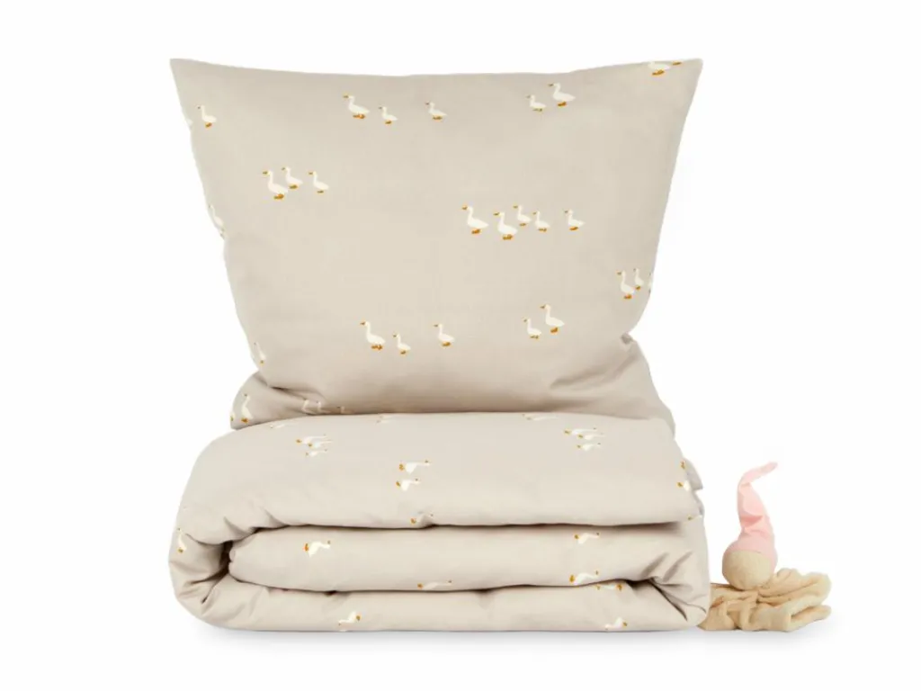 Kinder Grüne Erde Kinderbettwäsche^Deckenüberzug FREDERIK, sand, 80 x 80 cm, 100 % Baumwolle, Satin, GOTS