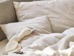 Kinder Grüne Erde Kinderbettwäsche^Deckenüberzug FREDERIK, sand, 80 x 80 cm, 100 % Baumwolle, Satin, GOTS