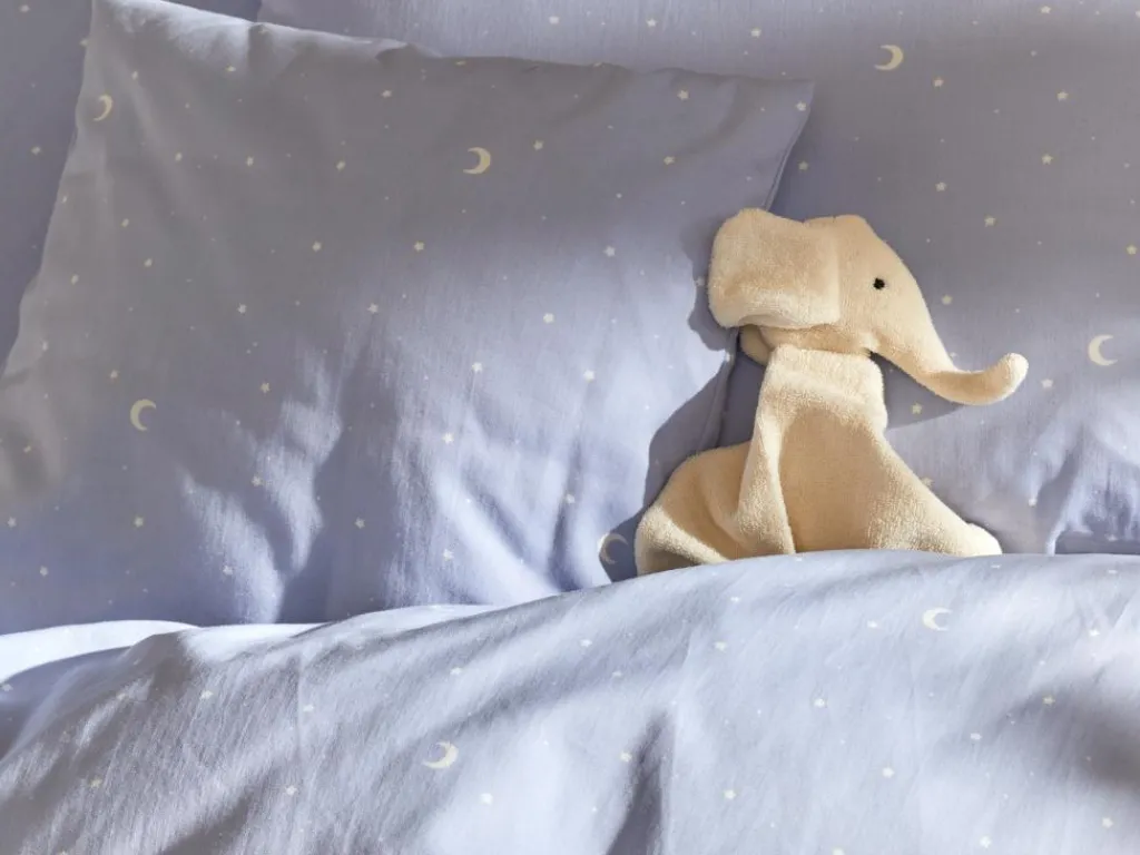 Kinder Grüne Erde Kinderbettwäsche^Deckenüberzug LUNA, himmelblau, 80 x 80 cm, 100 % Baumwolle, Satin, GOTS