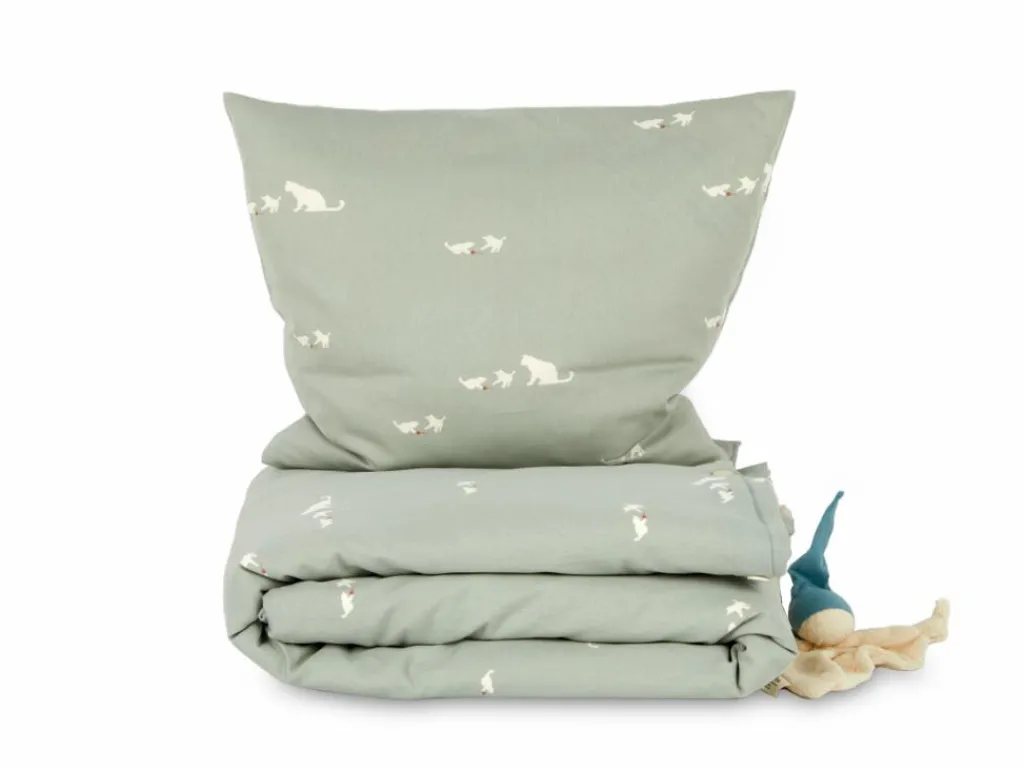 Kinder Grüne Erde Kinderbettwäsche^Deckenüberzug MIMI, hellgrün, 80 x 80 cm, 100 % Baumwolle, Satin, GOTS