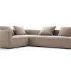 Grüne Erde Schlafsofas^Ecksofa Sereno mit Schlaffunktion inkl. 4 Kissen (70x55 cm), B 300 x T 235 cm, Bodennah, Eckteil links, mit Bezug Wollstoff Tano Natur (79), Buche