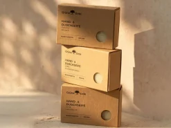 Grüne Erde Feste Kosmetik & Alles Mit Kunststofffreier Verpackung|Körperpflege^3er Set: HAND- & DUSCHSEIFE Rose & Hagebutte, Orange & Ingwer, Zirbe & Schwarzkümmel