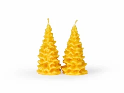Grüne Erde Kerzen Und Duftkerzen^2er-Set Figurenkerze Tannen aus Bienenwachs, H 8 cm, ø 4 cm