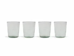 Grüne Erde Gläser, Karaffen & Kannen^4er-Set mundgeblasenes Trinkglas aus Recycling Weinflaschen,