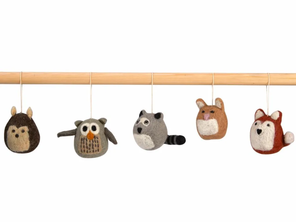 Grüne Erde Geschenke-Guide|Kuscheltiere & Spielzeug^5er-Set Waldtiere: Fuchs, Hase, Eule, Waschbär, Igel, ca. 7 x 5 cm, 100 % Schurwolle (Schaf)