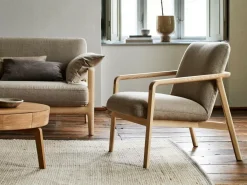 Grüne Erde Polstersessel & Hocker^Fauteuil Ketil, Wollstoff Tano Natur Dunkel (81),