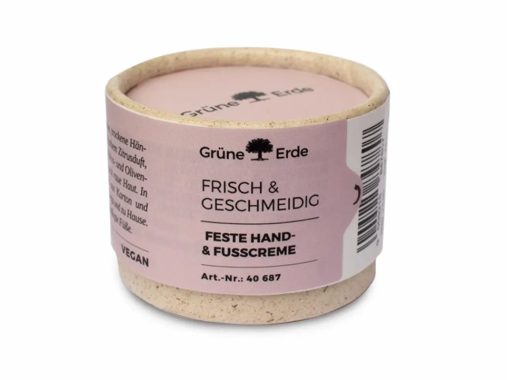 Grüne Erde Körperpflege|Feste Kosmetik & Alles Mit Kunststofffreier Verpackung^FRISCH & GESCHMEIDIG feste Hand- & Fußcreme 38 g