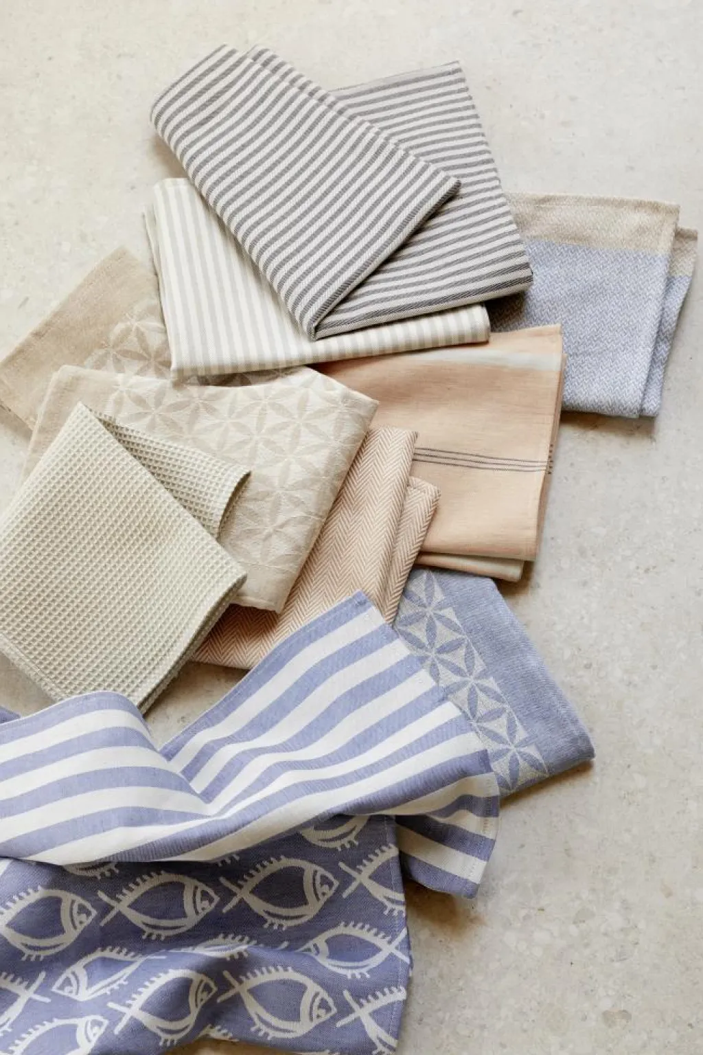 Grüne Erde Küchentextilien|Küchentextilien^Geschirrtuch Oskar, azur, 50 x 65 cm, 70 % Baumwolle/30 % Hanf, GOTS