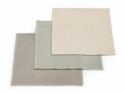 Grüne Erde Küchentextilien|Küchentextilien^Haushaltstücher, 3er-Set, schilf, 35 x 35 cm, 100 % Baumwolle, Waffelpiquet, GOTS