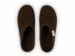 Grüne Erde Hausschuhe^Hausschuh Finley, dunkelbraun, Größe 38/39, 100 % Schurwolle (Schaf) mit pflanzlich gegerbter Ledersohle, Tiroler Bergschaf