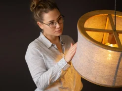 Grüne Erde Lampen & Leuchten|Lampen & Leuchten^Hängeleuchte Malla mit Schirm aus 100% Schafschurwolle, Ø 45 cm, 3D Strick Sand,