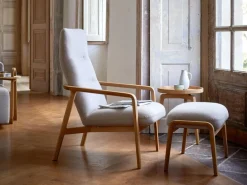 Grüne Erde Polstersessel & Hocker^Hochlehner Ketil inkl. Nackenkissen, Wollstoff Tano Natur (79),