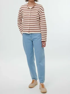 Grüne Erde Strickjacken|Jacken & Mäntel^Jacke aus Bio-Baumwolle, 56 offwhite/kastanie jacquard ringel, 42