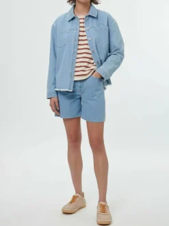 Grüne Erde Denim^Jeansjacke aus Bio-Baumwolle, 34 light blue denim, 36, GOTS