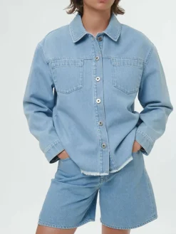 Grüne Erde Denim^Jeansjacke aus Bio-Baumwolle, 34 light blue denim, 36, GOTS