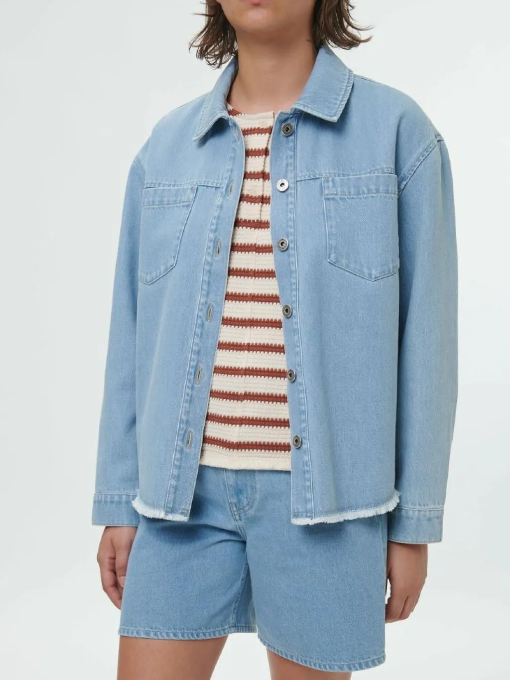 Grüne Erde Denim^Jeansjacke aus Bio-Baumwolle, 34 light blue denim, 36, GOTS