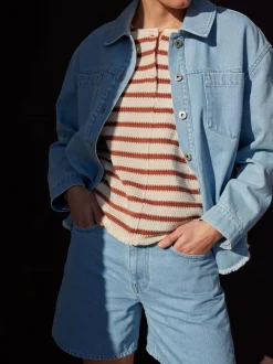 Grüne Erde Denim^Jeansshorts aus Bio-Baumwolle, 34 light blue denim, 36, GOTS