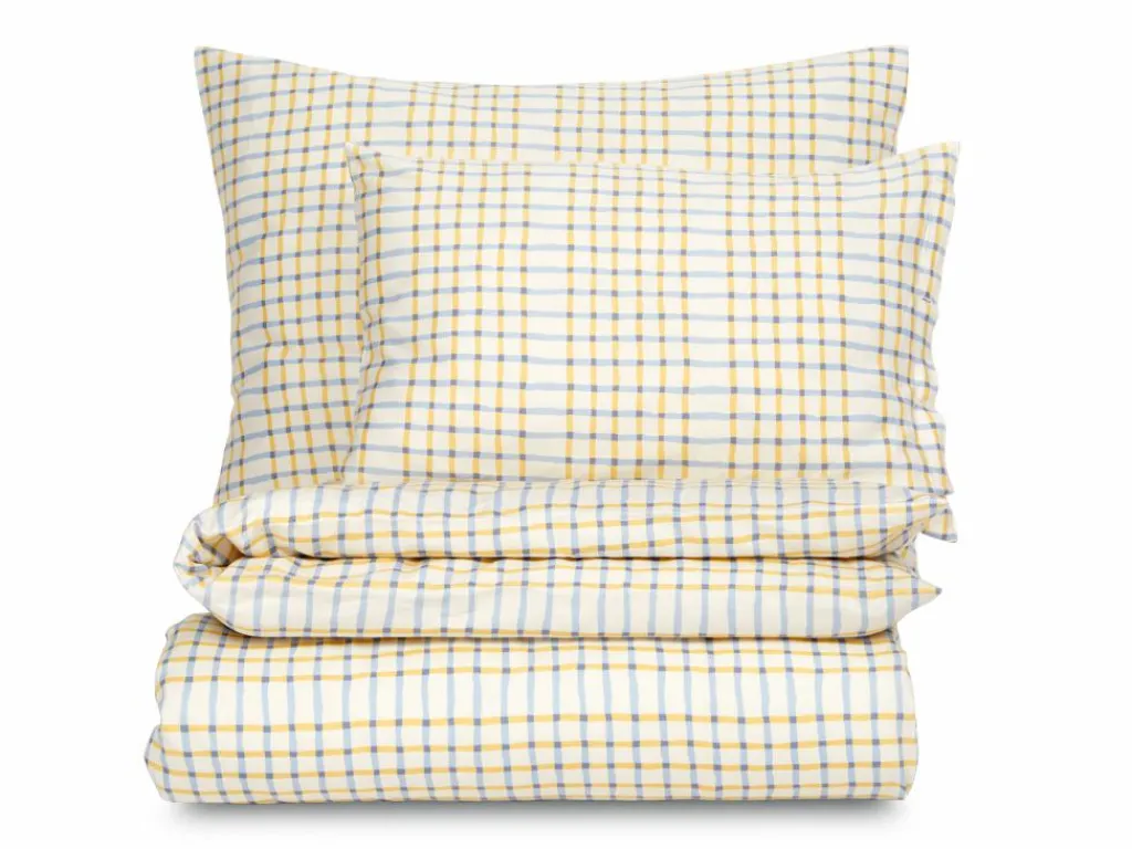 Grüne Erde Kissenbezüge|Kissenbezüge^Kissenüberzug JEMMA Pur, hellblau/vanillegelb, 40 x 60 cm, 100 % Baumwolle, Satin, GOTS