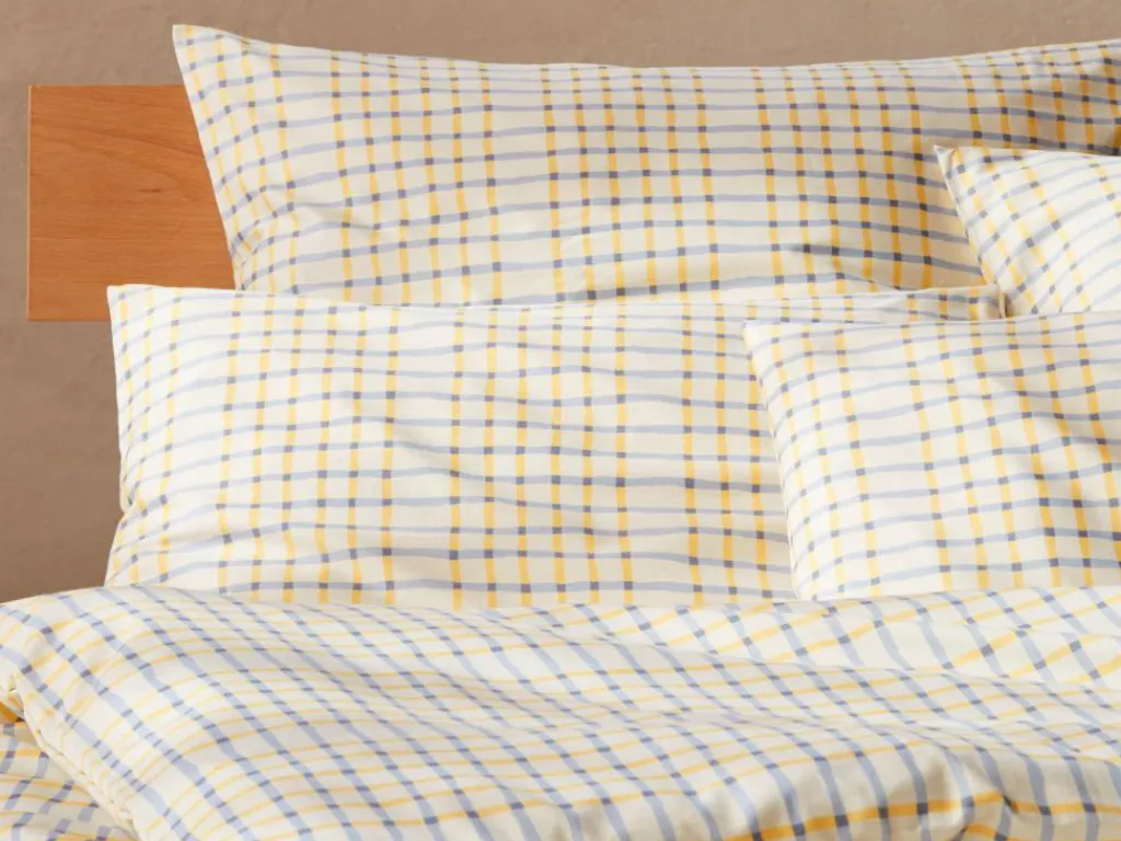 Grüne Erde Kissenbezüge|Kissenbezüge^Kissenüberzug JEMMA Pur, hellblau/vanillegelb, 40 x 60 cm, 100 % Baumwolle, Satin, GOTS