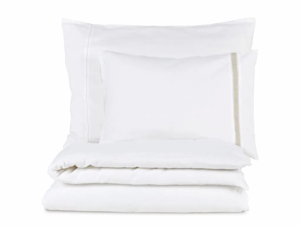 Grüne Erde Kissenbezüge|Kissenbezüge^Kissenüberzug JOSEPHINE mit Streifen und Ajour, weiss/natur, 40 x 60 cm, 56 % Leinen/44 % Baumwolle, GOTS