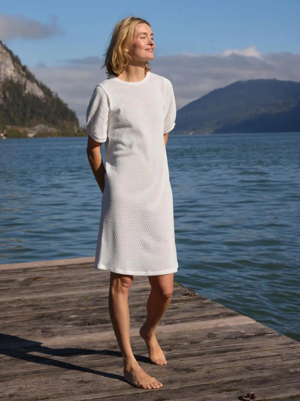 Grüne Erde Kleider & Overalls^Kleid aus Bio Baumwolle, 12 offwhite, S, GOTS