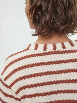 Grüne Erde Kleider & Overalls^Kleid aus Bio-Baumwolle, 56 offwhite/kastanie jacquard ringel, 36, GOTS