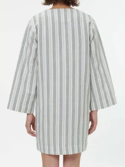 Grüne Erde Kleider & Overalls|Blusen^Kleid aus Bio-Leinen und Baumwolle, 60 multistreif grün, 38